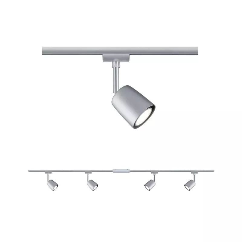 Kit básico de cubierta para foco de riel URAil GU10 máx. 4x10W regulable 230V Cromo mate, Cromo