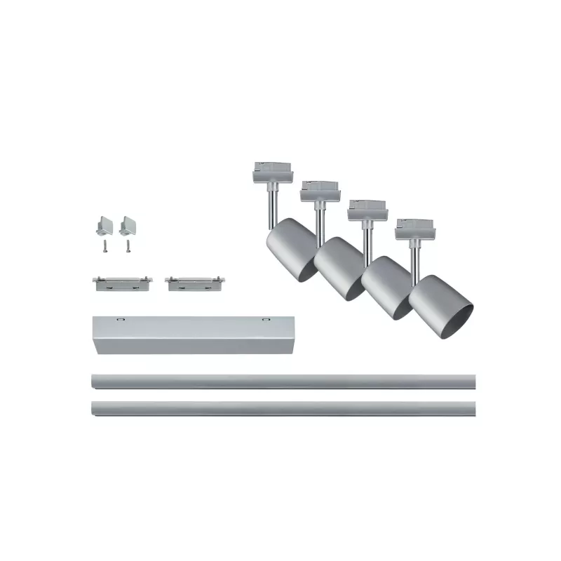 URail Track spotlight Cover Basic kit GU10 max. 4x10W dimmable 230V Matt chrome, Chrome