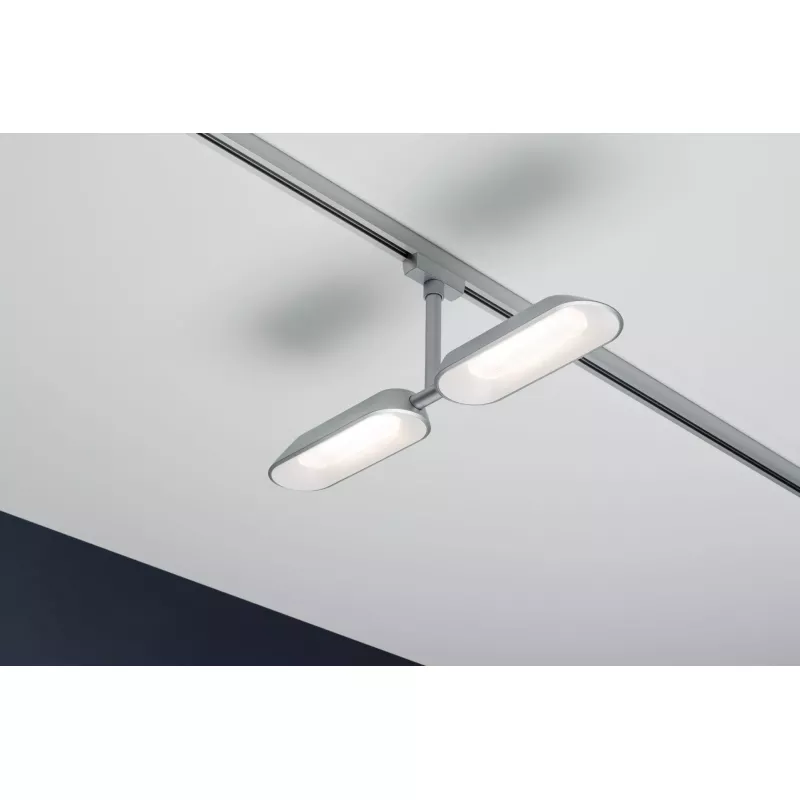 URail Track spotlight Dipper Individual spotlight 2x650lm 2x8W 2700K dimmable 230V Matt chrome, White