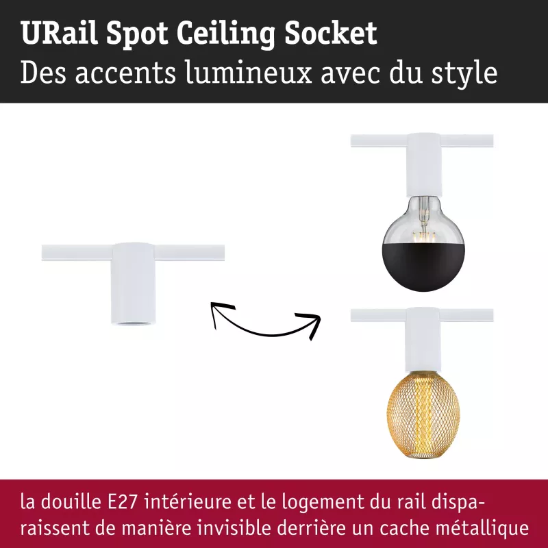 URail Track spotlight Socket E27 max. 20W dimmable 230V Signal white