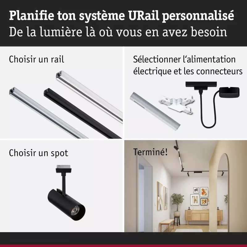 URail Spot sur rail Theron Spot individuel 1100lm 11W 4000K gradable 230V