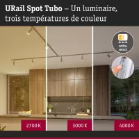 URail Track spotlight Tubo Individual spotlight 300lm 4W 2700 - 4000K 230V Matt chrome - système d'accrochage et décoration - détail 6