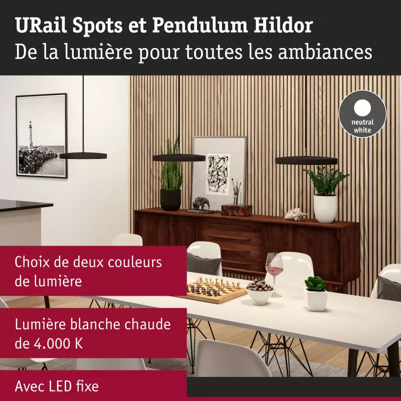 URail Pendelleuchte Hildor, 3-stufig dimmbar, 850 lm, 15 W, 4000 K, 230 V, matt schwarz