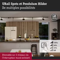 Lámpara colgante URail Hildor de 3 niveles de atenuación, 850 lm, 15 W, 4000 K, regulable, 230 V, negro mate. - système d'accrochage et décoration - détail 5
