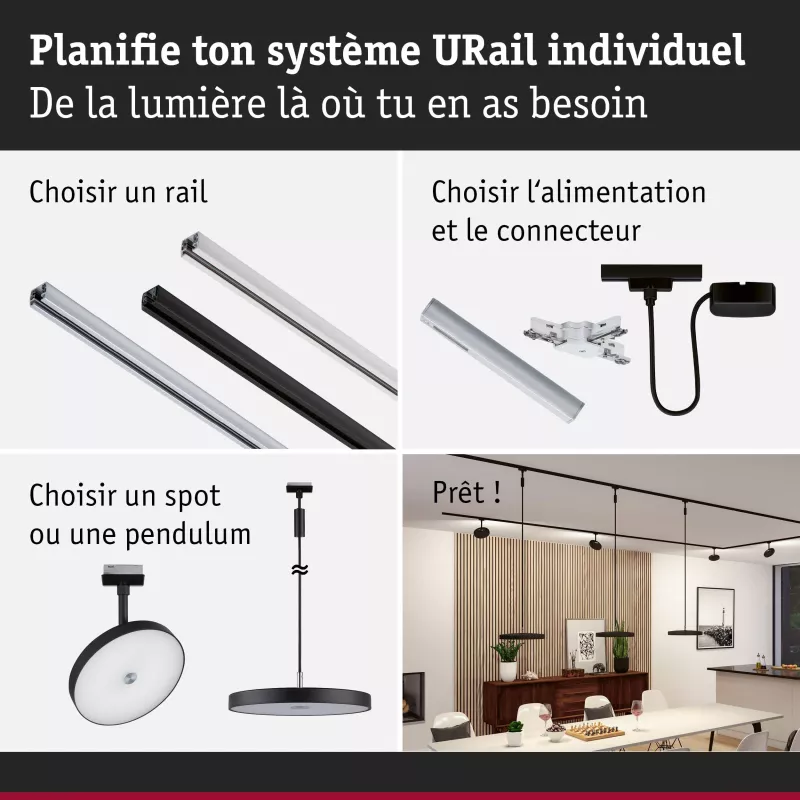 URail Pendelleuchte Hildor, 3-stufig dimmbar, 850 lm, 15 W, 4000 K, 230 V, matt schwarz