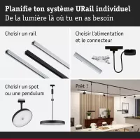 URail Pendelleuchte Hildor, 3-stufig dimmbar, 850 lm, 15 W, 4000 K, 230 V, matt schwarz - système d'accrochage et décoration - détail 6