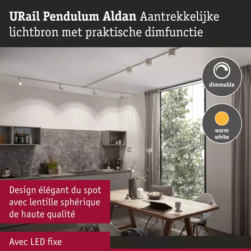URail Pendant Lamp Aldan 750lm 8.5W 3000K dimmable 230V Signal white