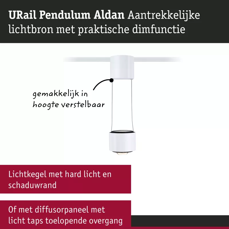 Lámpara colgante URail Aldan 750lm 8.5W 3000K regulable 230V color blanco señal