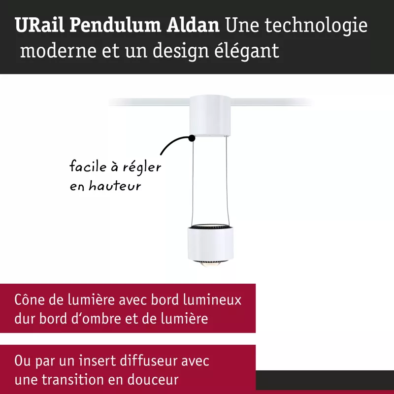 Lámpara colgante URail Aldan 750lm 8.5W 4000K regulable 230V color blanco señal