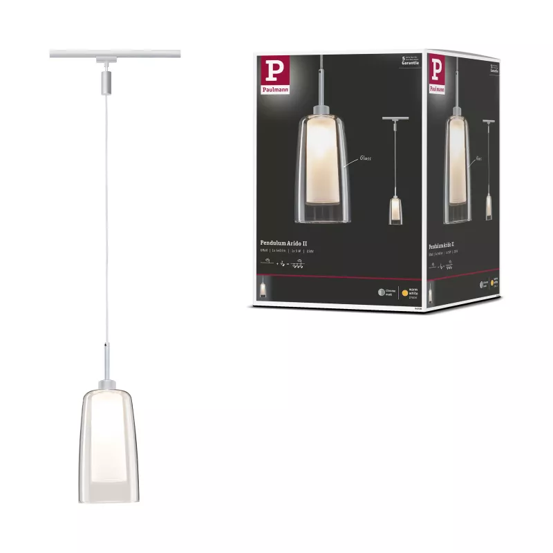 URail Suspensión Arido II GU10 560lm 5W 2700K 230V Cromo mate, Transparente, Satinado