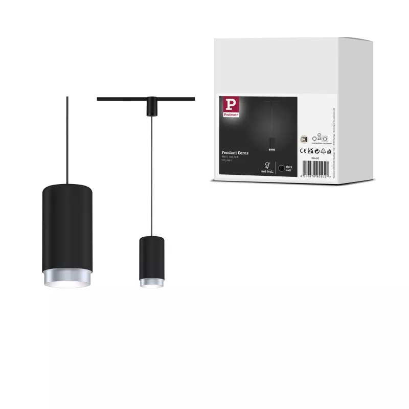 URail Pendelleuchte Corus E27 max. 50W dimmbar 230V Schwarz