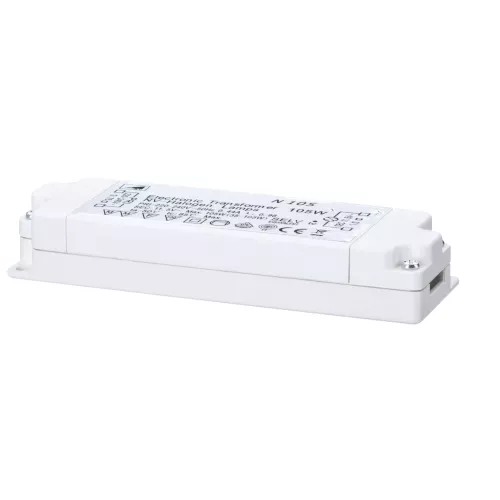 Elektronischer Transformator nach VDE-Norm, max. 35–105 W, 230/12 V, 105 VA, Weiß