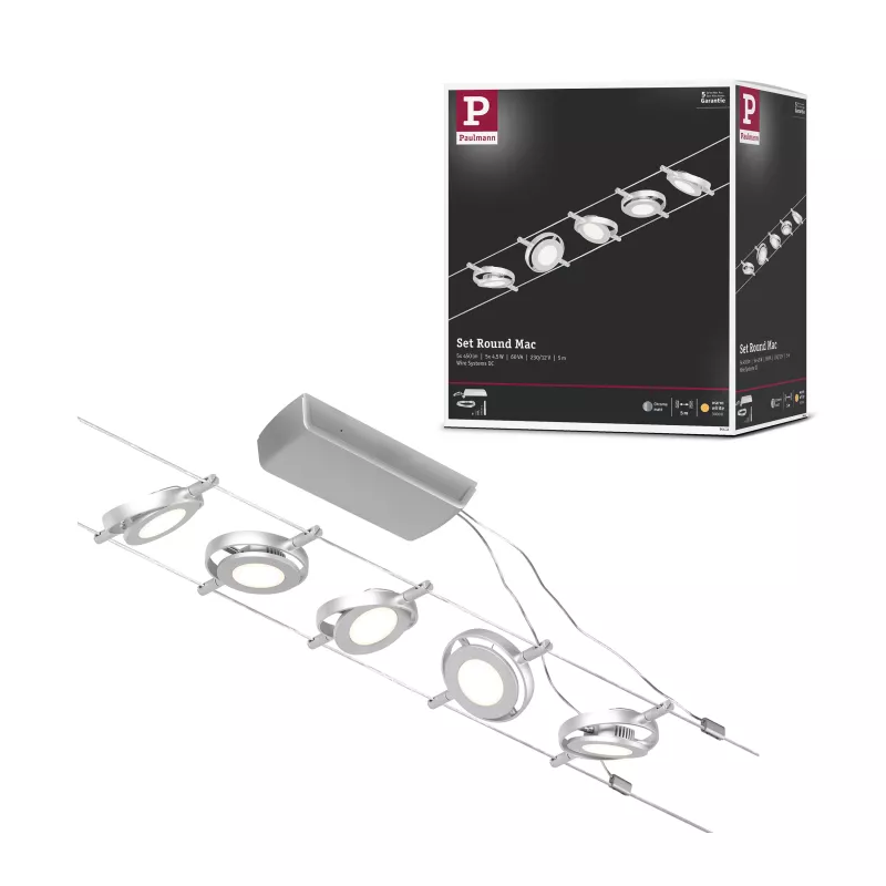 CorDuo RoundMac LED Cable System Base Kit 5x200lm 5x4.5W 3000K 230/12V