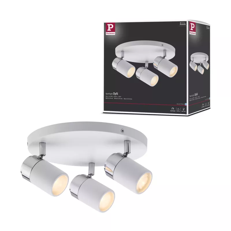 Foco Zyli IP44 GU10 230V máx. 3x10W regulable PAULMANN 23 - Cimaise Tableau 