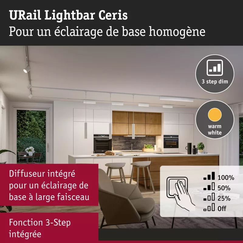 URail Lightbar 3-Step-Dim Ceris 800lm 9,5W 3000K dimmbar 230V