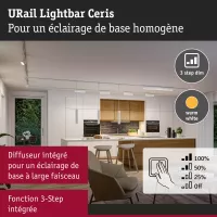 URail Lightbar 3-Step-Dim Ceris 800lm 9.5W 3000K dimmable 230V - système d'accrochage et décoration - détail 4