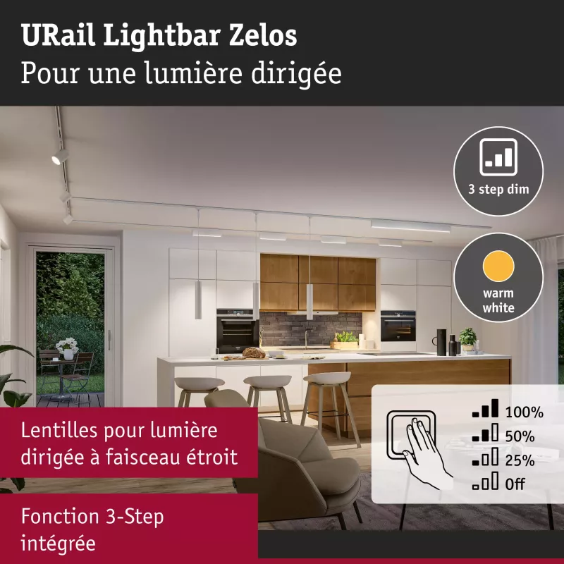 URail Lichtleiste 3-stufig dimmbar Zelos 1050lm 10W 3000K 230V