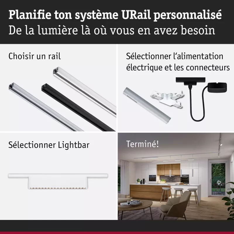 URail Lightbar 3-Step-Dim Zelos 1100lm 10W 4000K dimmable 230V PAULMANN 31 - Cimaise Tableau 