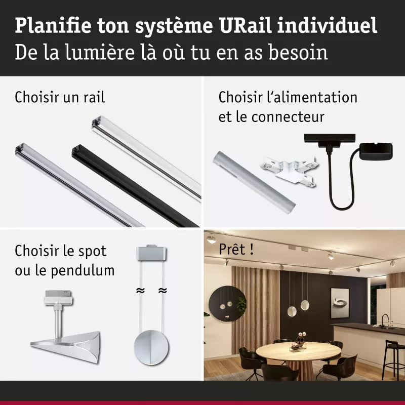 URail Track spotlight 3-Step-Dim Alejandro 800lm 10W 3000K dimmable 230V PAULMANN 41 - Cimaise Tableau 