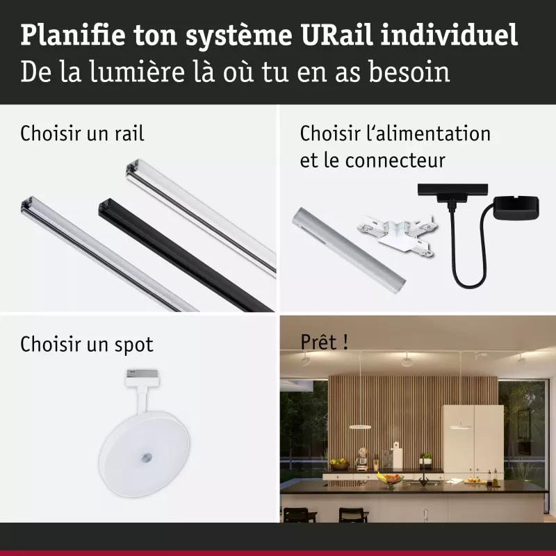 URail Schienenstrahler, 3-stufig dimmbar, Hildor, 850 lm, 15 W, 3000 K, 230 V PAULMANN 55 - Cimaise Tableau 
