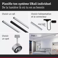 URail Schienenstrahler Aldan Einzelstrahler 500 lm 8 W Weiß Schalter 230 V - système d'accrochage et décoration - détail 6
