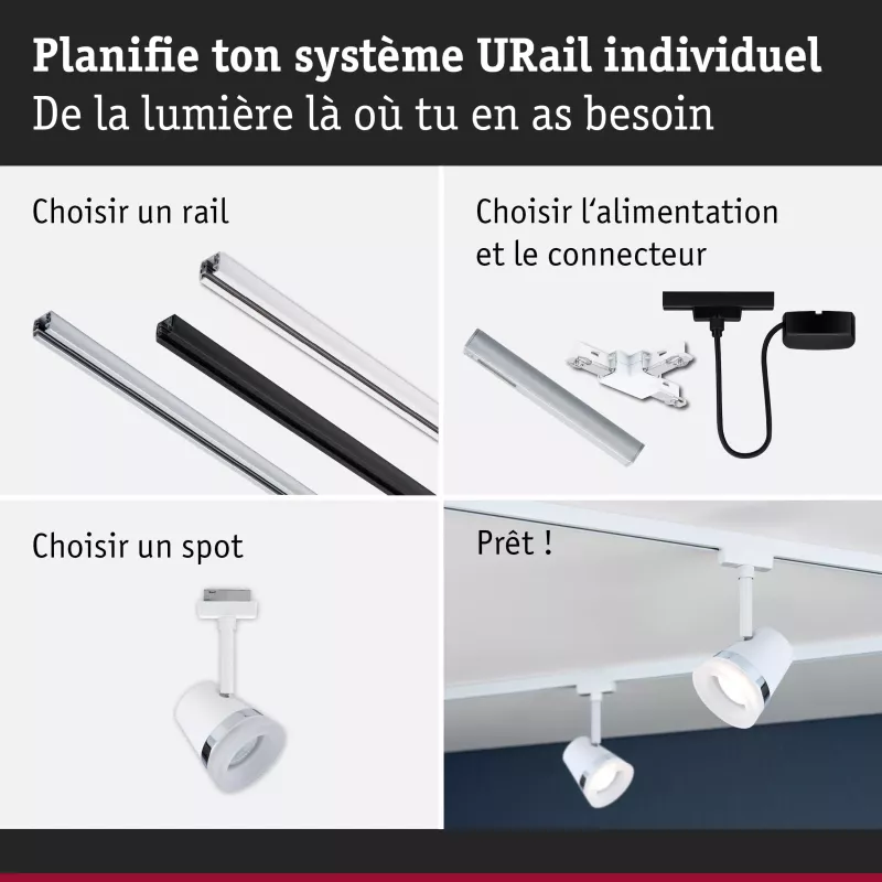 URail Track spotlight Cone Individual spot GU10 max. 10W dimmable 230V PAULMANN 37 - Cimaise Tableau 