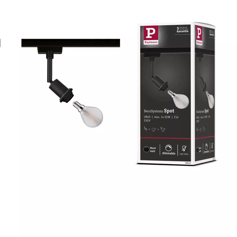 URail Schienenstrahler DecoSystems Basic Einzelstrahler E14 max. 20W dimmbar 230V PAULMANN 34 - Cimaise Tableau 