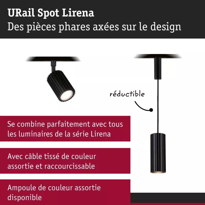 URail Spot sur rail Lirena GU10 max. 10W 230V