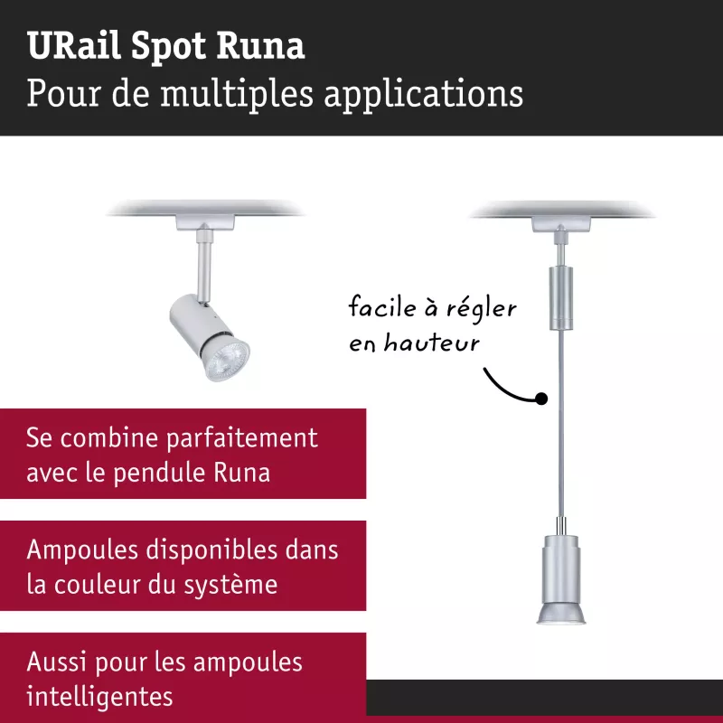 URail Track spotlight Runa Individual spotlight GU10 max. 10W dimmable 230V