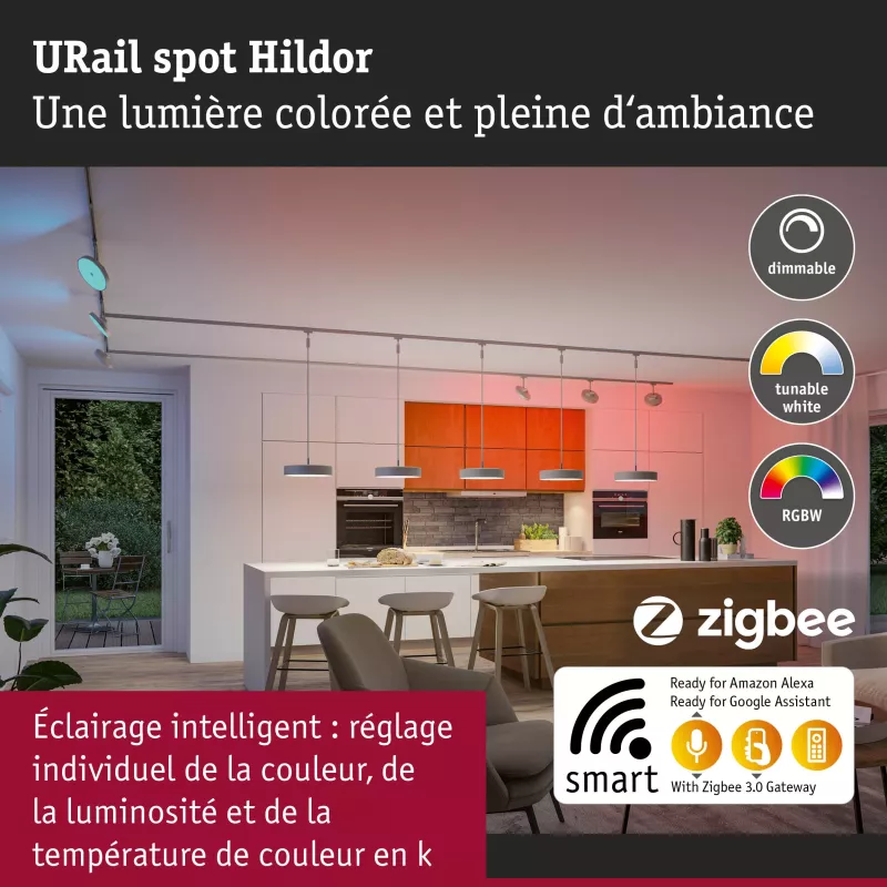 URail Track spotlight Smart Home Zigbee 3.0 Hildor RGBW 500lm 7.5W RGBW+ dimmable 230V PAULMANN 36 - Cimaise Tableau 