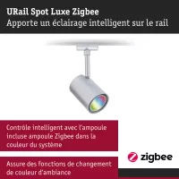 URail Spot sur rail Smart Home Zigbee 3.0 Luxe GU10 350lm 4,8W RGBW+ gradable 230V - système d'accrochage et décoration - détail 8