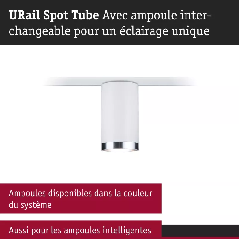 URail Spot sur rail Tube Spot individuel GU10 max. 10W gradable 230V PAULMANN 41 - Cimaise Tableau 