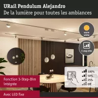 URail Pendelleuchte Alejandro, 3-stufig dimmbar, 800 lm, 10 W, 3000 K, 230 V - système d'accrochage et décoration - détail 4