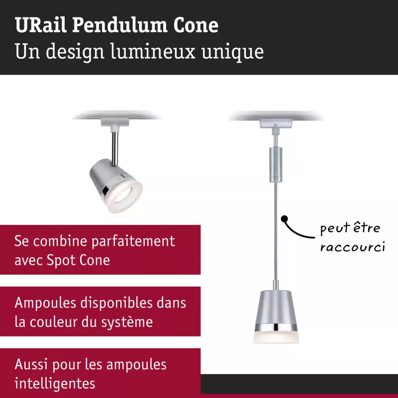 Cono de suspensión URail GU10 máx. 10W regulable 230V PAULMANN 32 - Cimaise Tableau 