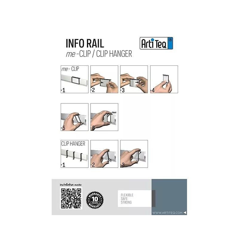 Cornice Inforail per disegni e poster (materiale di fissaggio e tappi inclusi) ARTI TEQ 15 - Cimaise Tableau 