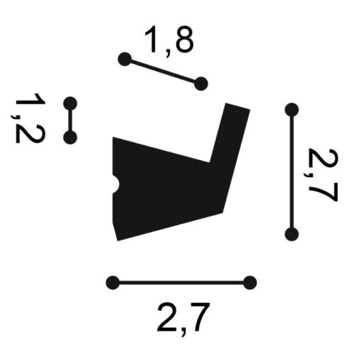 CX189 Iluminación indirecta Durofoam L200 x H2,7 x L2,7 cm ORAC DECOR 3 - Cimaise Tableau