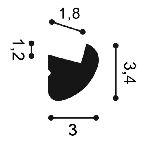 CX188 Indirect lighting Durofoam L200 x H3,4 x L3 cm ORAC DECOR 3 - Cimaise Tableau 