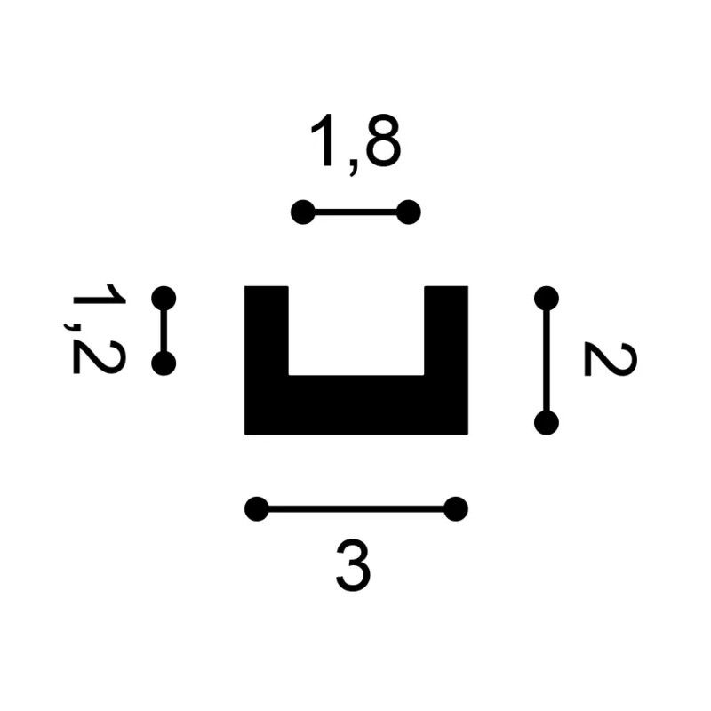 CX190 ORAC Perfil multifuncional Durofoam L200 x H2 x L3 cm ORAC DECOR 3 - Cimaise Tableau 
