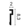 PX198 ORAC Duropolymer L200 x H8.3 x L2 cm ORAC DECOR 3 - Cimaise Tableau 