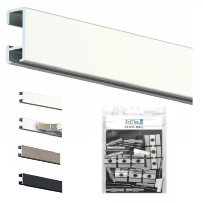 Click rail picture rail + fixing clips + screws & dowels - artiteq picture rails ARTI TEQ 1 - Cimaise Tableau 