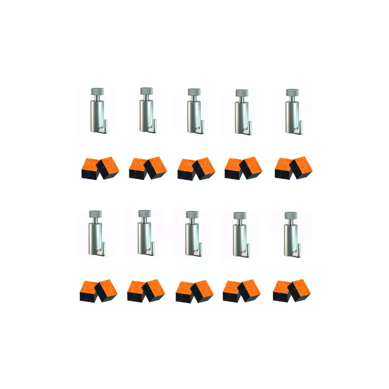 Pack mit 10 selbstverriegelnden Haken, 15 kg Tragkraft, für Drähte und Stangen mit 2 mm Durchmesser. Cimaise Tableau 1 - Cimaise