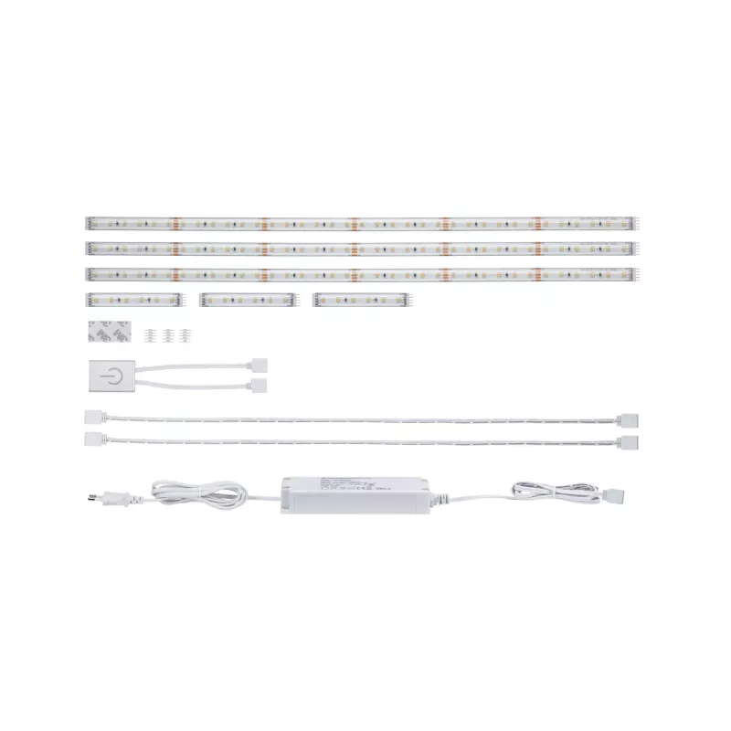 Kit básico de tira LED MaxLED 500 para cocina: 3 tiras de 1,8 m con revestimiento, 3 x 3,1 W / 3 x 0,6 W, 172 lm/ m , 2700 K, 20 - système d'accrochage et décoration