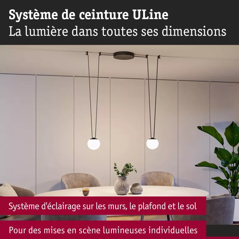 ULine - Lámpara colgante LED esférica 795lm 8W 150mm 3000K Negra - Paulmann
