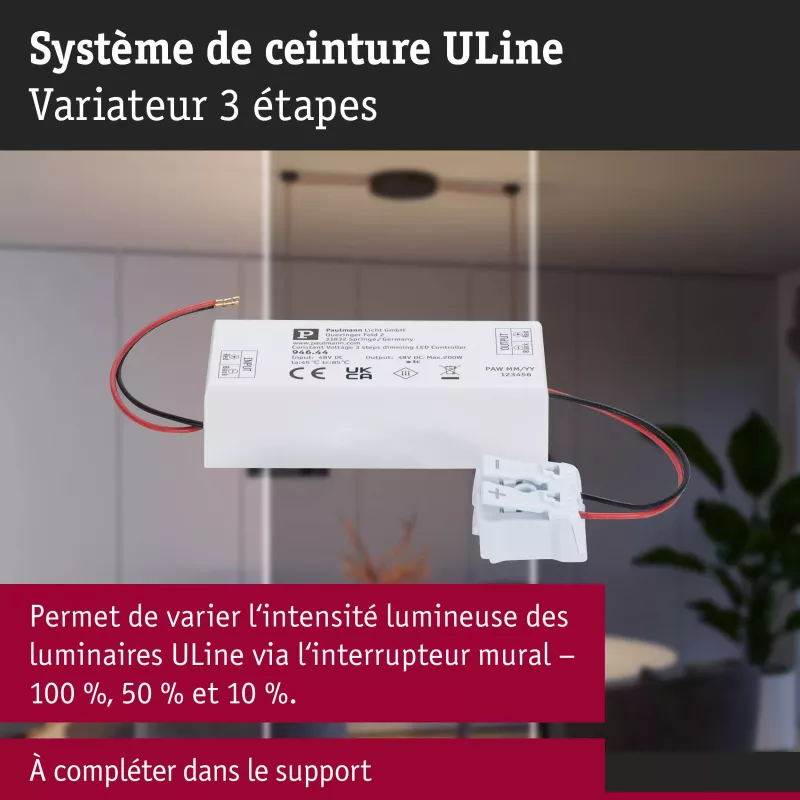 ULine - Accesorios Regulador de intensidad de 3 pasos, máx. 200 W, 48 V, 80 x 35 mm, blanco - Paulmann