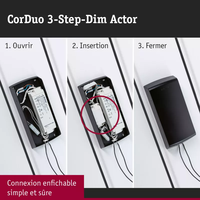 Sistema de cableado CorDuo de 3 niveles de atenuación, atenuador de 3 niveles, blanco - Paulmann PAULMANN 7 - Cimaise Tableau 