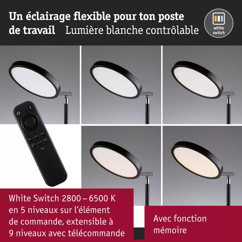 Caneta LED Stehleuchte, dimmbar, weiß, 1750 mm, 1300 lm, 20 W, Schwarz - Paulmann
