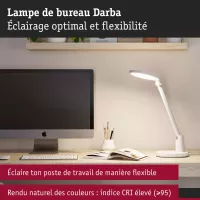 Lampe de bureau LED Darba 4000K 1150lm 15W Blanc dépoli - Paulmann - système d'accrochage et décoration - détail 3