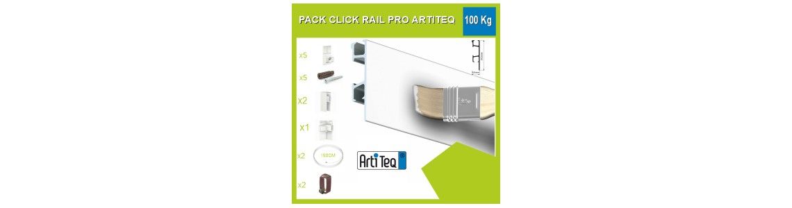 Kit de riel para cuadros Click Rail Pro de 100 kg